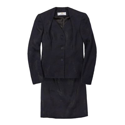 Lot 83 - Givenchy Navy Butterfly Jacquard Skirt Suit