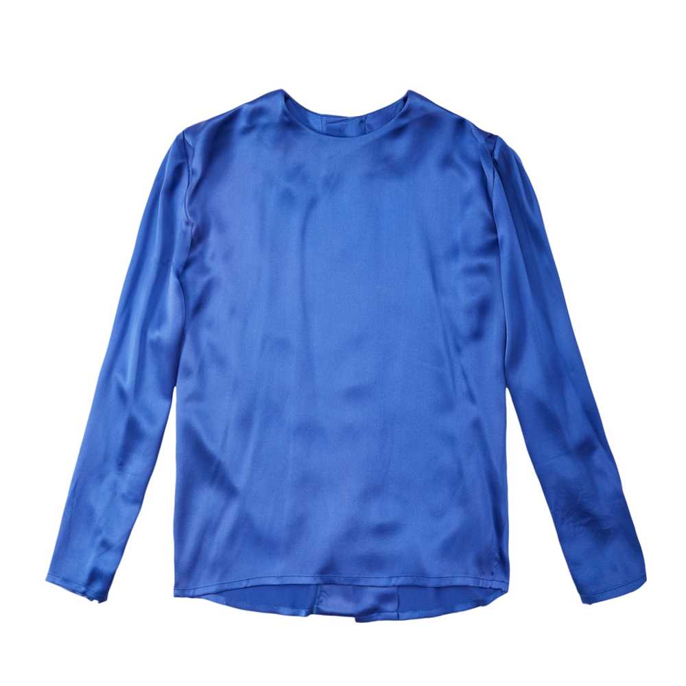 Lot 73 - Givenchy Blue Silk Satin Collarless Blouse
