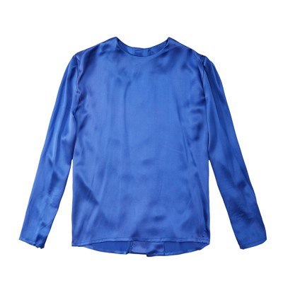 Lot 73 - Givenchy Blue Silk Satin Collarless Blouse