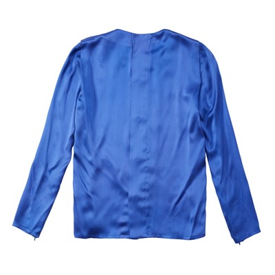 Lot 73 - Givenchy Blue Silk Satin Collarless Blouse
