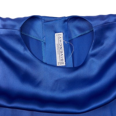 Lot 73 - Givenchy Blue Silk Satin Collarless Blouse