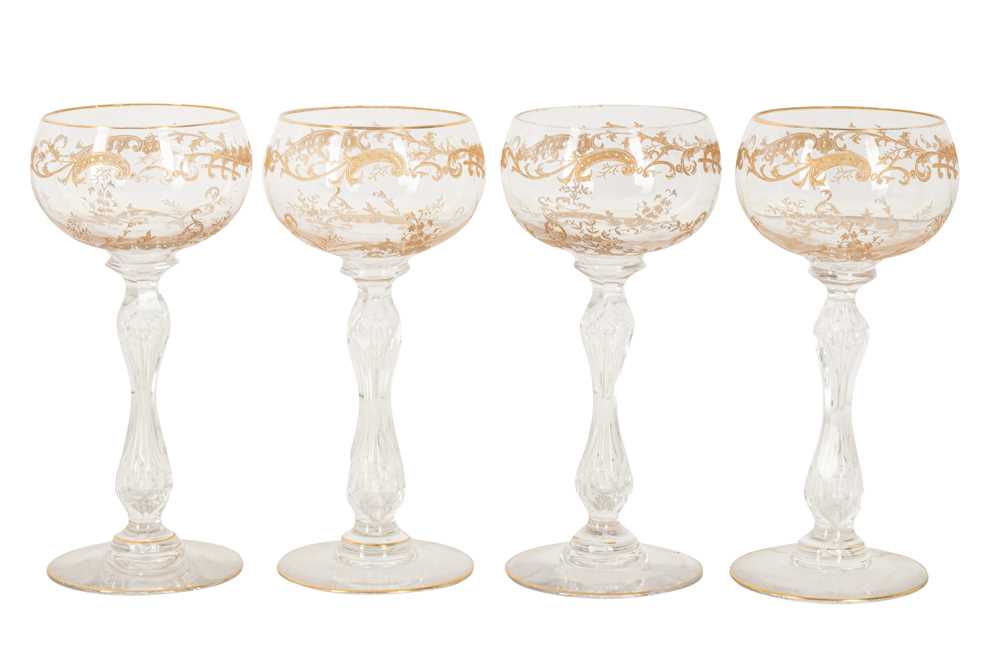Lot 185 - A SET OF FOUR ST LOUIS CRYSTAL WINE GLASSES