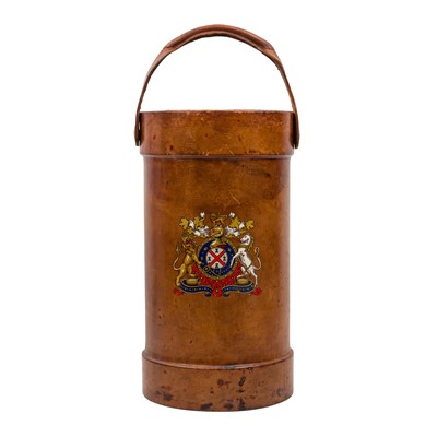 Lot 201 - A tan leather artillery shell carrier