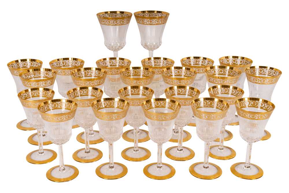 Lot 183 - A part-suite of Saint-Louis Cristal 'Thistle' pattern drinking glasses
