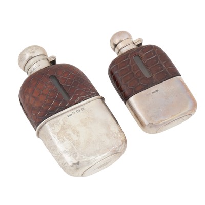 Lot 553 - An Edwardian sterling silver mounted spirit hip flask, Birmingham 1904 by Aaron Lufkin Dennison