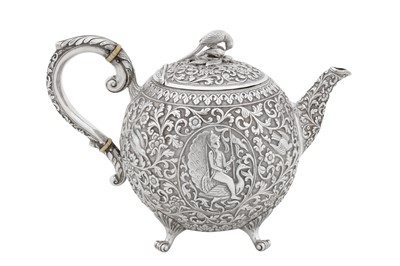 Lot 174 - A rare early 20th century Anglo – Indian silver teapot, Cutch, Bhuj circa 1910 by Oomersi Mawji jnr (active 1890-1930)