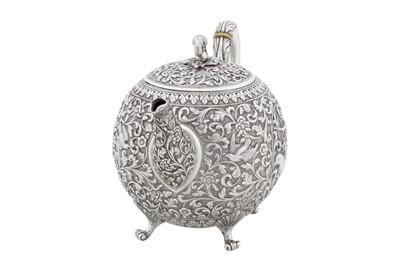 Lot 174 - A rare early 20th century Anglo – Indian silver teapot, Cutch, Bhuj circa 1910 by Oomersi Mawji jnr (active 1890-1930)