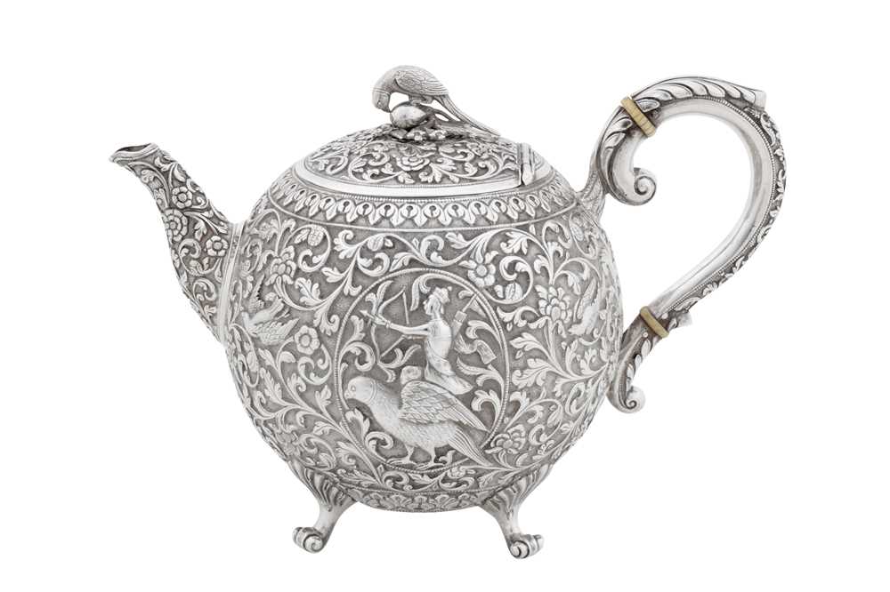 174 - A rare early 20th century Anglo – Indian silver teapot, Cutch, Bhuj circa 1910 by Oomersi Mawji jnr (active 1890-1930)