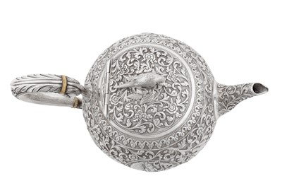 Lot 174 - A rare early 20th century Anglo – Indian silver teapot, Cutch, Bhuj circa 1910 by Oomersi Mawji jnr (active 1890-1930)