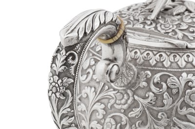 Lot 174 - A rare early 20th century Anglo – Indian silver teapot, Cutch, Bhuj circa 1910 by Oomersi Mawji jnr (active 1890-1930)