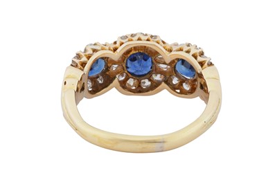 Lot 15 - A sapphire and diamond triple cluster ring