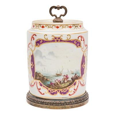 Lot 11 - French silver-mounted porcelain tea caddy, circa 1900