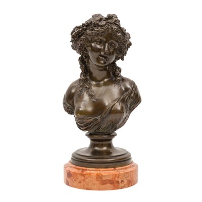 Lot 133 - Jacques Marin (Belgian, 1877-1950), bronze bust of a lady