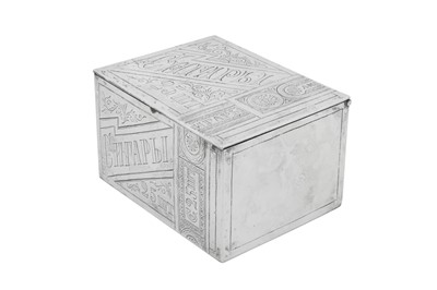 Lot 276 - A Nicholas II late 19th century Russian 88 zolotnik silver cigar or cigarette box, Moscow 1892 by Dmitry Ivanovich Orlov