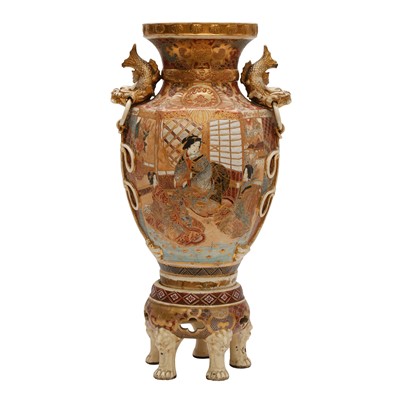 Lot 111 - A Japanese Satsuma vase and stand, 20th century