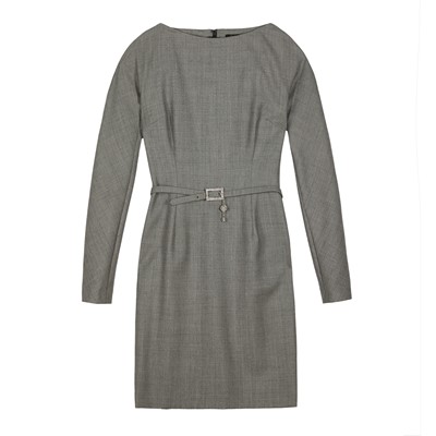 Lot 552 - Christian Dior Black Wool Micro Check Dress - Size 14