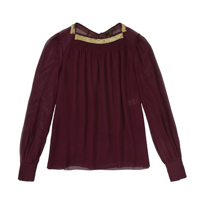 Lot 634 - Louis Vuitton Magenta Silk Embellished Blouse - Size 40