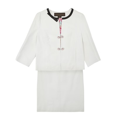 Lot 227 - Louis Vuitton White Leather Skirt Suit - Size 40 & 42
