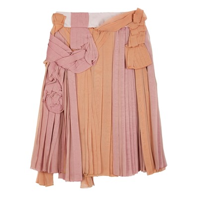Lot 638 - Louis Vuitton Pink Silk Two Tone Pleat Skirt - Size 40