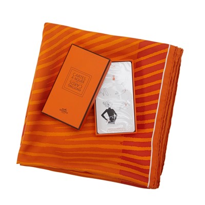 Lot 14 - Hermes 'Pour Al Arab 2006' Silk Scarf 90 and Knotting Cards
