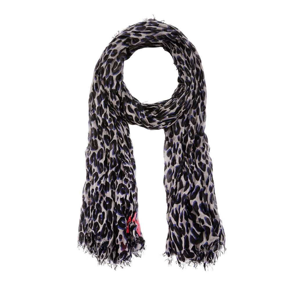 Lot 68 - Louis Vuitton Grey Cashmere Leopard Print Scarf