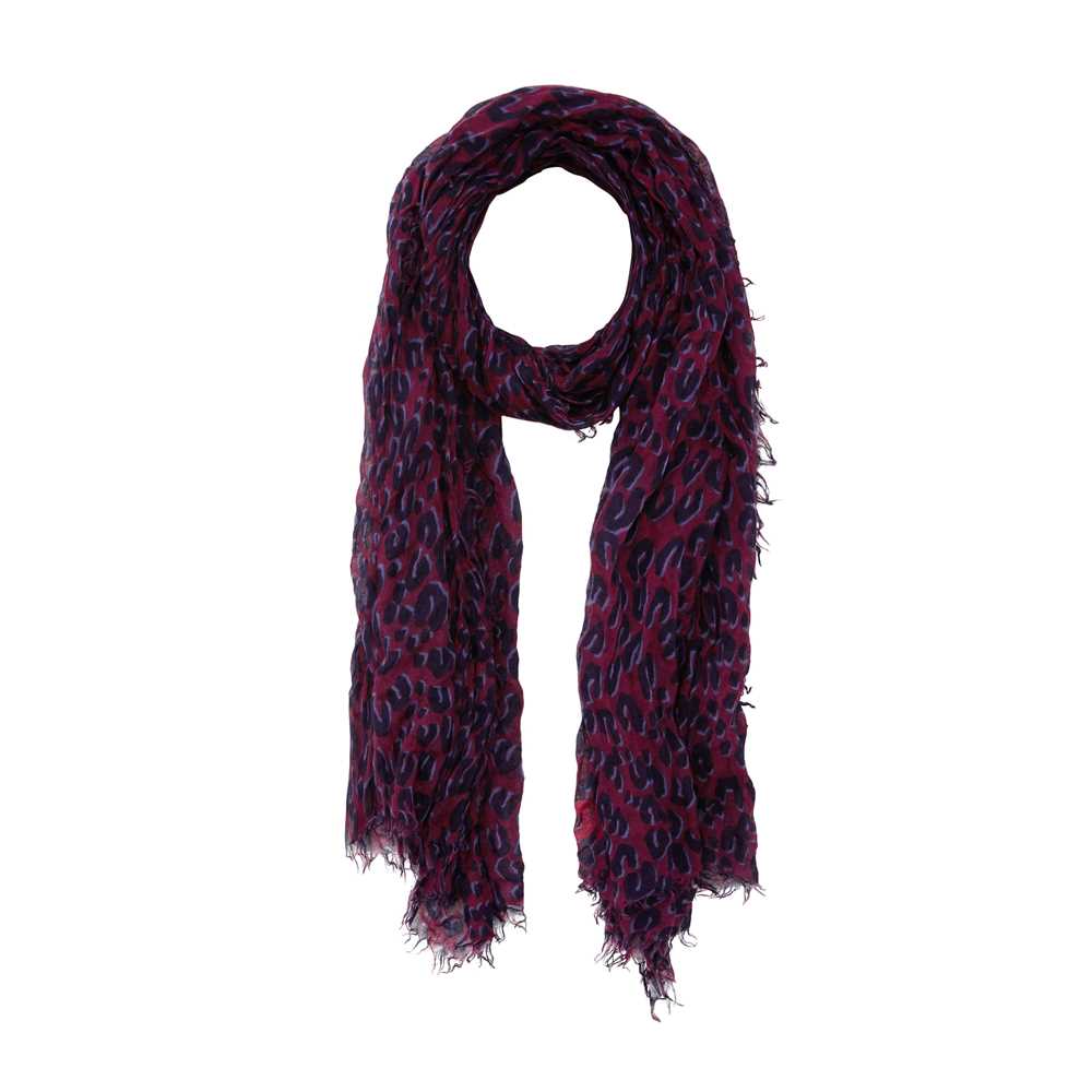 Lot 45 - Louis Vuitton Wine Cashmere Leopard Print Scarf