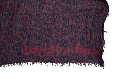 Lot 45 - Louis Vuitton Wine Cashmere Leopard Print Scarf