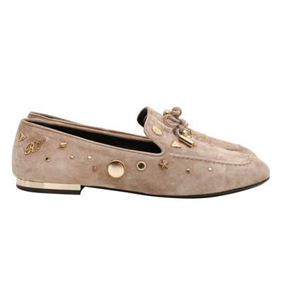Lot 669 - Roger Vivier Taupe Lucky Charms Flat Loafer - Size 37.5