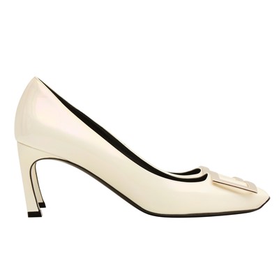 Lot 670 - Roger Vivier White Bella Trompette Heeled Pump - Size 37.5