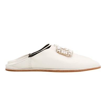 Lot 671 - Roger Vivier White Embellished Mule - Size 37.5