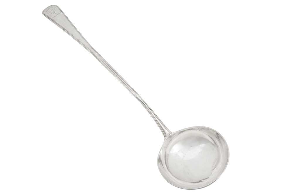 Lot 344 - A George III sterling silver soup ladle, London 1789 by Thomas Wallis