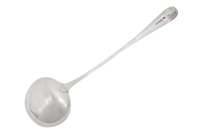 Lot 344 - A George III sterling silver soup ladle, London 1789 by Thomas Wallis
