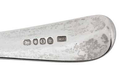 Lot 344 - A George III sterling silver soup ladle, London 1789 by Thomas Wallis