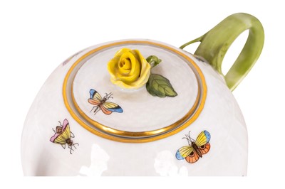 Lot 173 - A group of three Herend Rothschild Bird pattern teapots, together with a pair of sugar shakers and a coffee pot