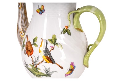 Lot 173 - A group of three Herend Rothschild Bird pattern teapots, together with a pair of sugar shakers and a coffee pot
