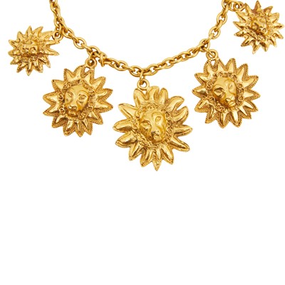 Lot 159 - Chanel Sunburst Lion Head CC Necklace