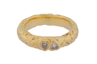 Lot 266 - Barbara Tipple | A double heart diamond ring, circa 1996