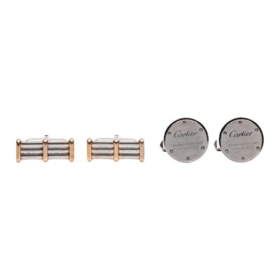Lot 415 - Three pairs of cufflinks with Cartier and Tiffany & Co brands