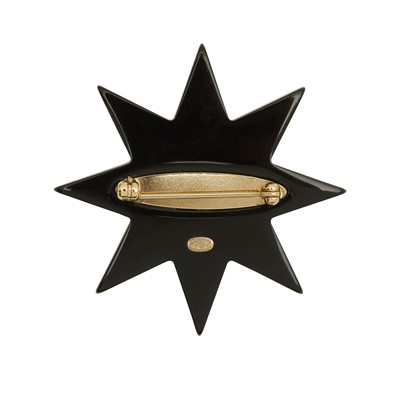 Lot 12 - Chanel Black Resin Star CC Brooch