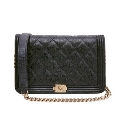 Lot 187 - Chanel Black Boy Wallet On Chain