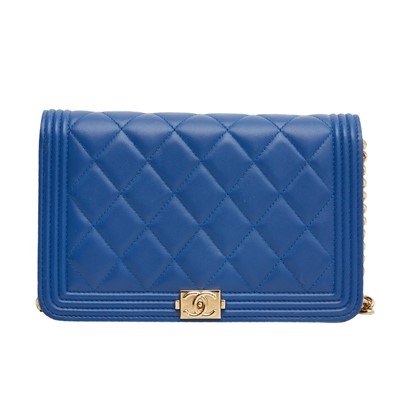 Lot 77 - Chanel Blue Boy Wallet On Chain
