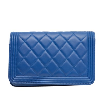 Lot 77 - Chanel Blue Boy Wallet On Chain