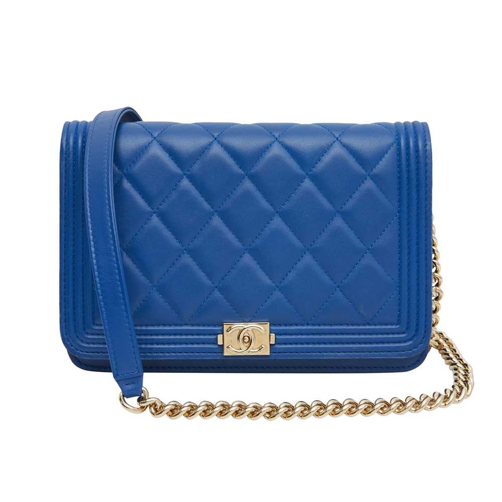 Lot 77 - Chanel Blue Boy Wallet On Chain