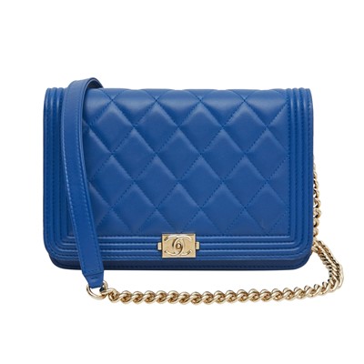 Lot 77 - Chanel Blue Boy Wallet On Chain