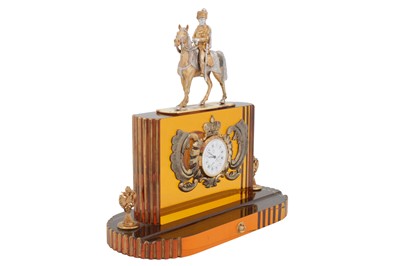 Lot 66 - An Elizabeth II sterling silver gilt mounted glass commemorative clock, London 2009 by Theo Fabergé