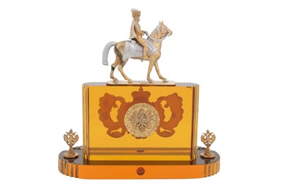 Lot 66 - An Elizabeth II sterling silver gilt mounted glass commemorative clock, London 2009 by Theo Fabergé
