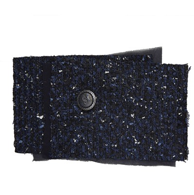 Lot 89 - Chanel Navy Boucle CC Short Sleeve Dress - Size 36