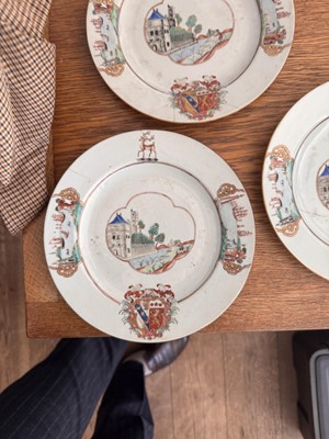 Lot 70 - Four fine and rare Chinese export armorial soup bowls, Qing Dynasty, Qianlong Period, circa 1745