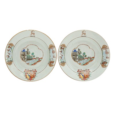 Lot 70 - Four fine and rare Chinese export armorial soup bowls, Qing Dynasty, Qianlong Period, circa 1745