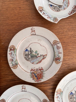 Lot 70 - Four fine and rare Chinese export armorial soup bowls, Qing Dynasty, Qianlong Period, circa 1745